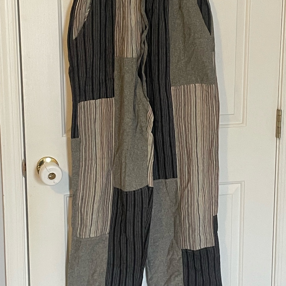Men's Patchwork Joggers - Black and Gray M